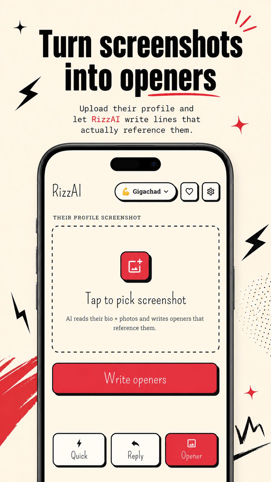 Turn screenshots into openers